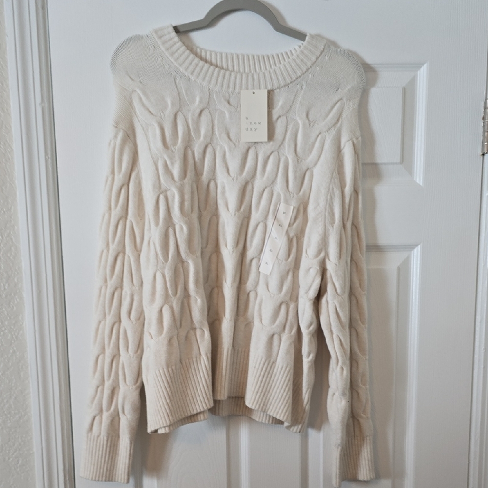 a new day Cream Cable Knit Sweater